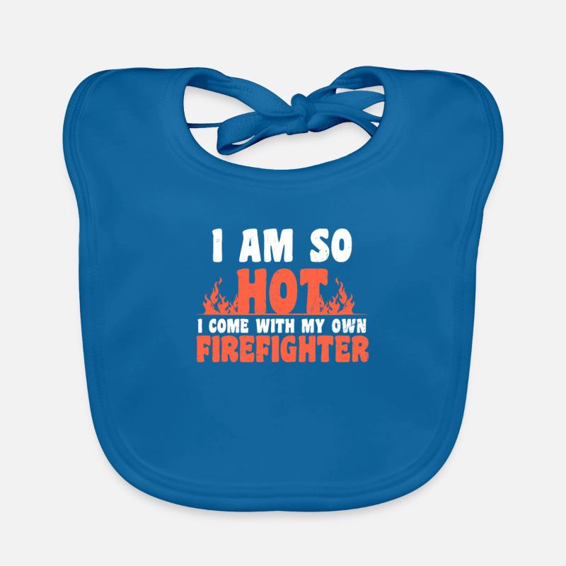Feuerwehrmann Freundin Ich bin so heiß Geschenk Baby Bio-Lätzchen