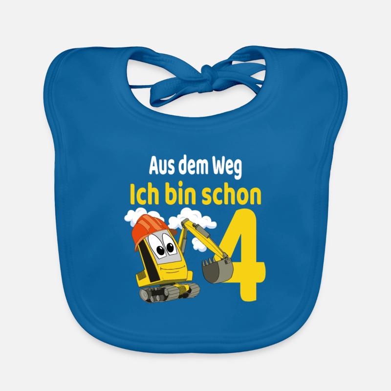 4. Geburtstag Junge Bagger Ich bin schon 4 Baby Bio-Lätzchen