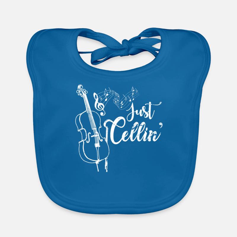 violoncelle - Bavoir bio Bébé - bleu paon