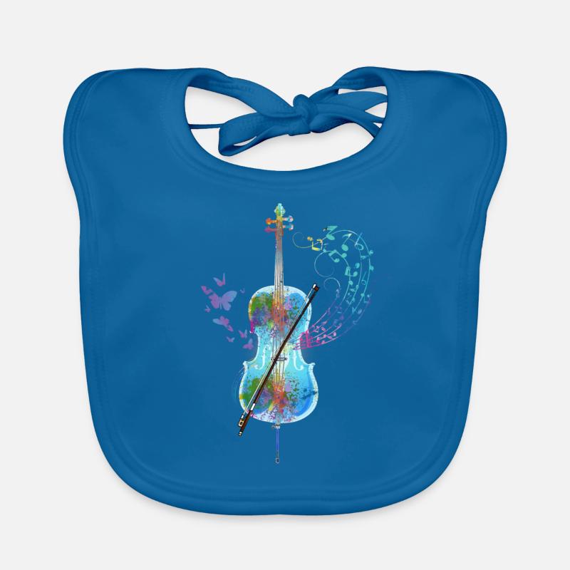 Orchestre violoncelle violoncelle - Bavoir bio Bébé - bleu paon