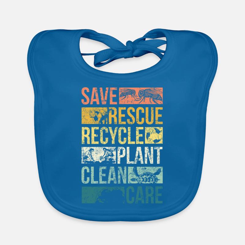 Animal save earth turtle climate change recycle Organic Baby Bibs