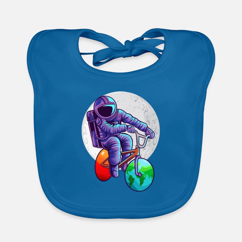 Espace astronaute vélo lune mars terre planète - Bavoir bio Bébé - bleu paon