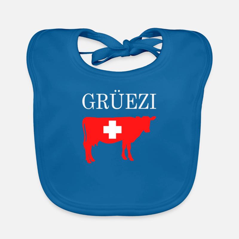 Grüezi Schweiz Flagge Schweizerdeutsch Geschenk - Baby Bio-Lätzchen - Pfauenblau