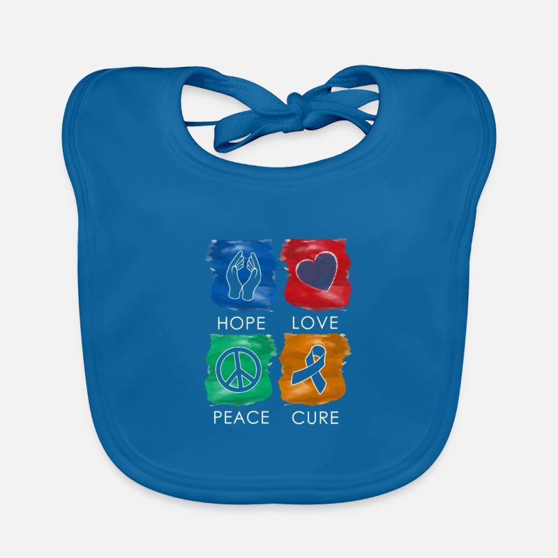 Hope Love Peace Cure Leucémie - Bavoir bio Bébé - bleu paon