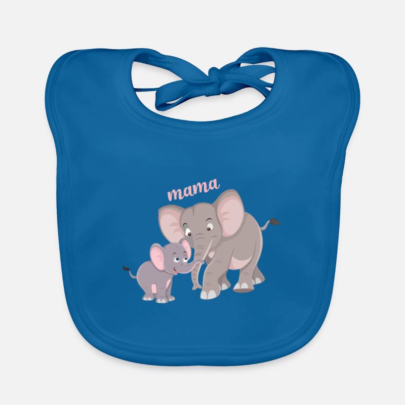 Cute elephant mom child bond Organic Baby Bibs