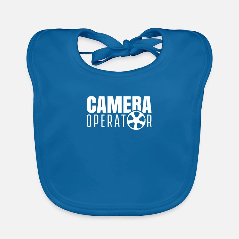 Cameraman Caméra caméra caméra caméra femme de caméra profession - Bavoir bio Bébé - bleu paon