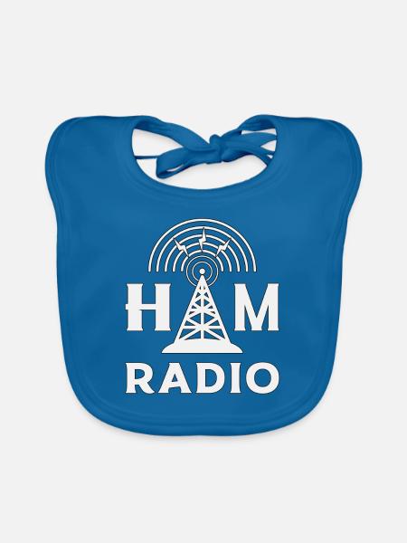 Radio HAM Operator Amateur Radio Antenne Cadeau - Bavoir bio Bébé - bleu paon - Devant