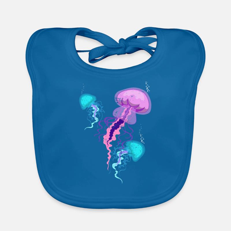 méduse - Bavoir bio Bébé - bleu paon