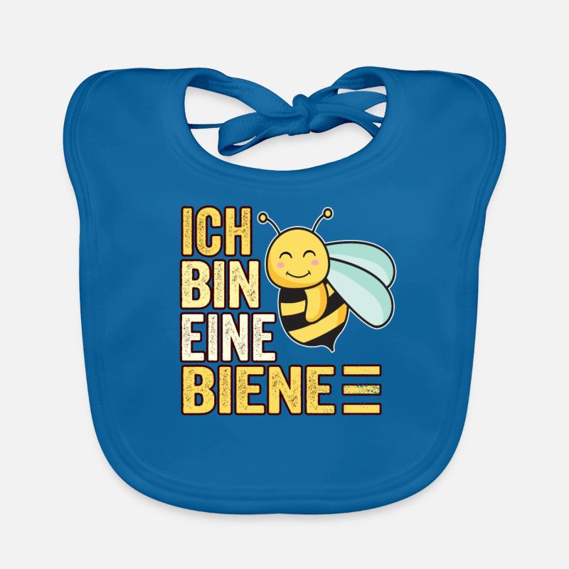 Ich bin eine Biene I Bienenkostüm - Baby Bio-Lätzchen - Pfauenblau