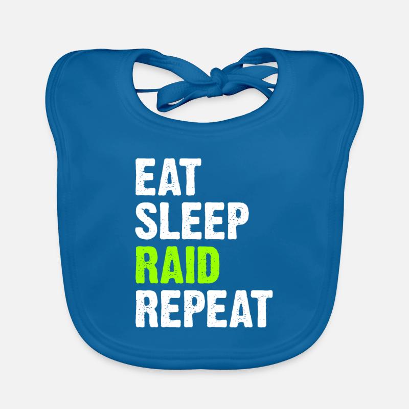 Eat Sleep Raid Repeat - Bavoir bio Bébé - bleu paon