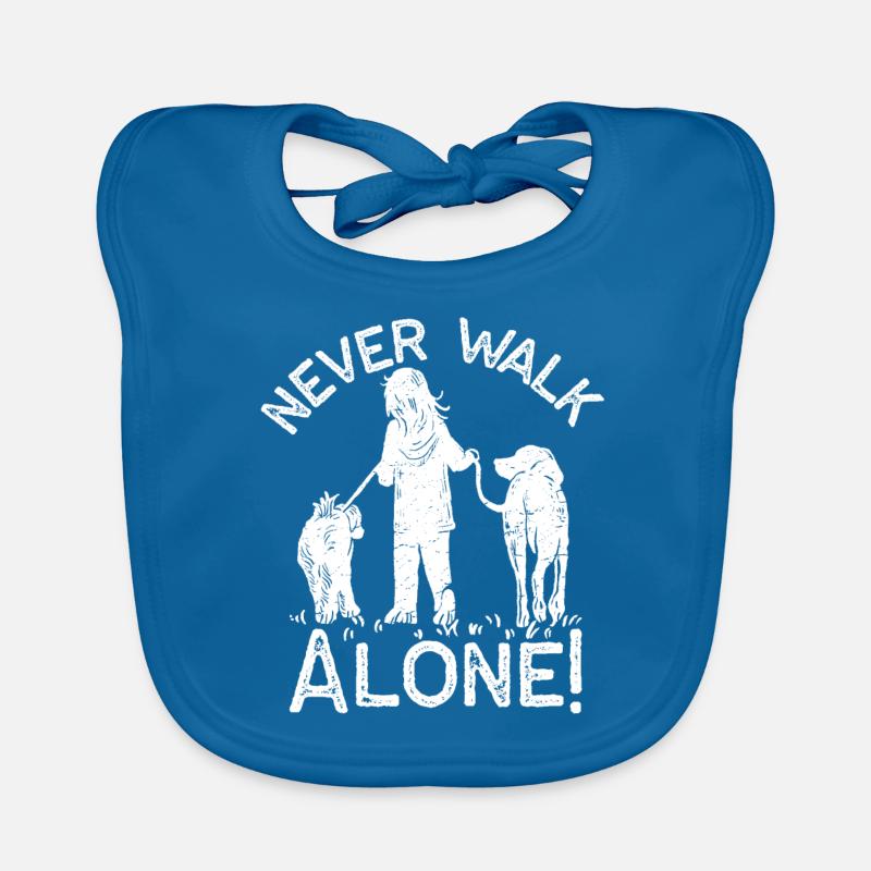 Hund / Hunde - Never walk alone - Baby Bio-Lätzchen - Pfauenblau