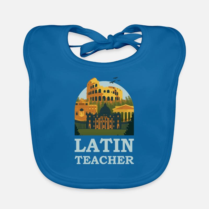 Latin professeur de latin - Bavoir bio Bébé - bleu paon