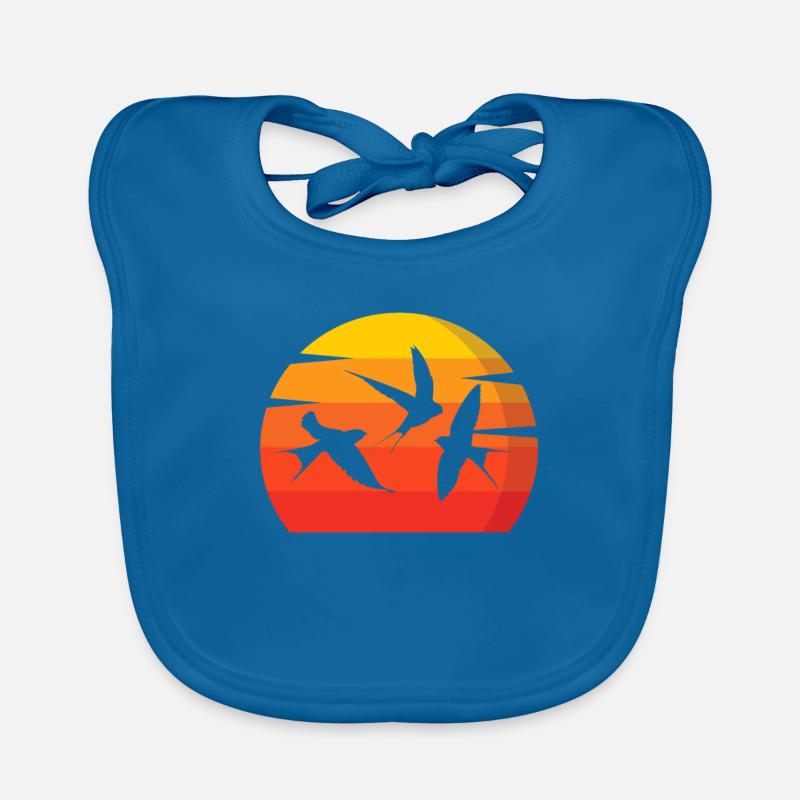 Oiseaux Oiseaux - J’aime les oiseaux - Bavoir bio Bébé - bleu paon