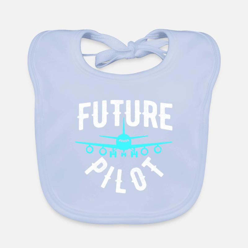 Flugschule Flugzeug Airplane Future Pilot Baby Bio-Lätzchen