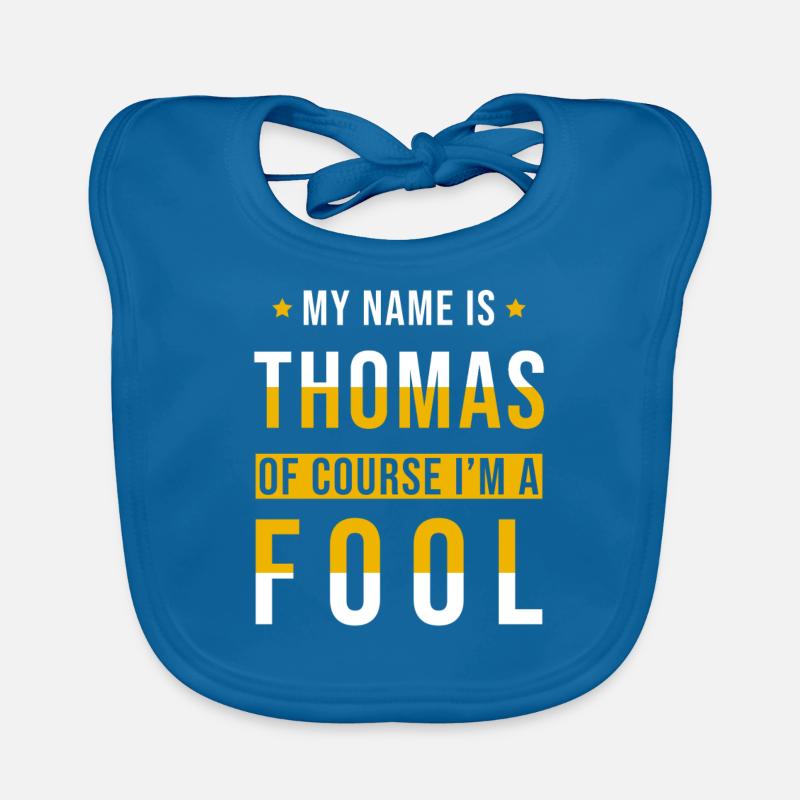 Thomas Name Geschenk lustig Spruch - Baby Bio-Lätzchen - Pfauenblau