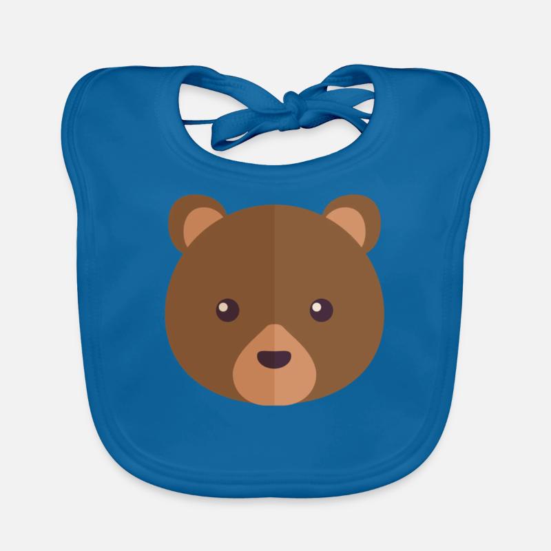 Bear Face - Bavoir bio Bébé - bleu paon