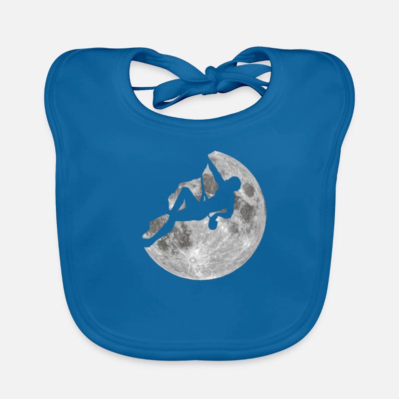Escalade Climbing Lune grimper la roche - Bavoir bio Bébé - bleu paon