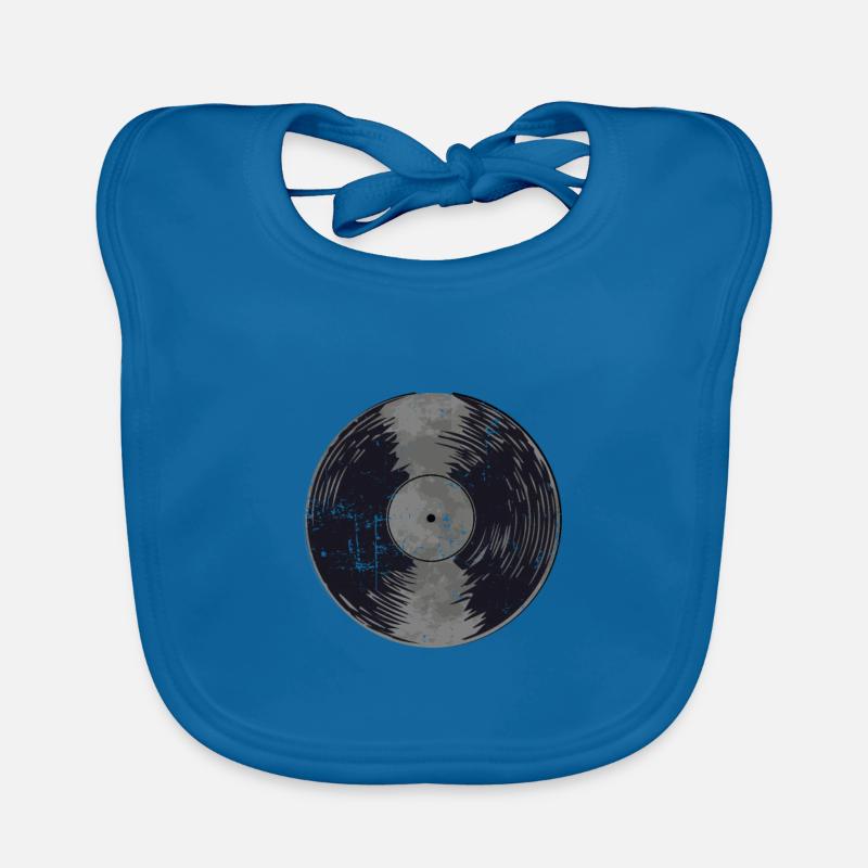 Record Record Record Record Player Gift - Organic Baby Bibs - peacock-blue