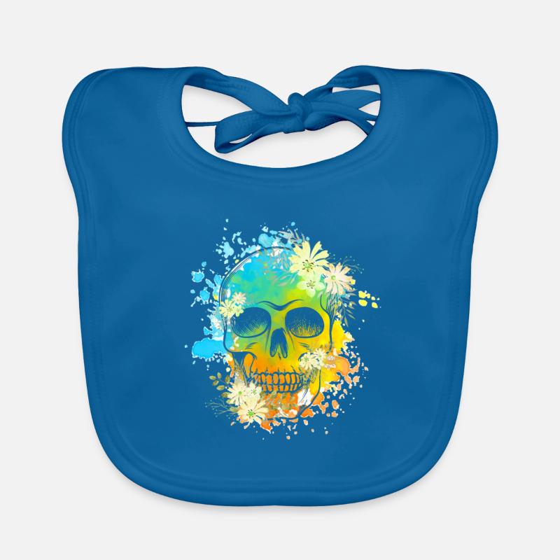 Skull Fleurs Bavoir bio Bébé