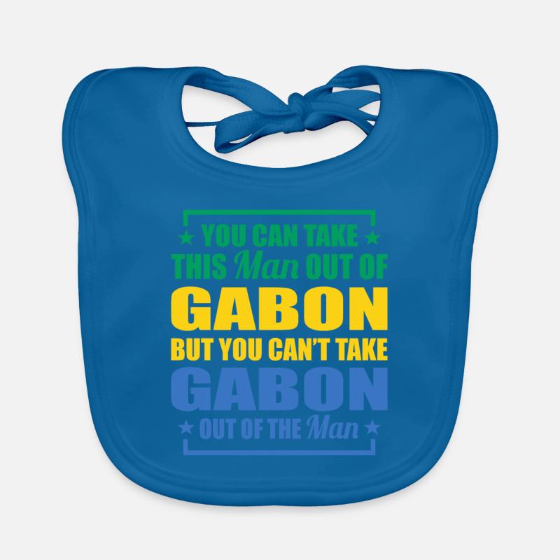 Gabon Afrique Idée cadeau - Bavoir bio Bébé - bleu paon