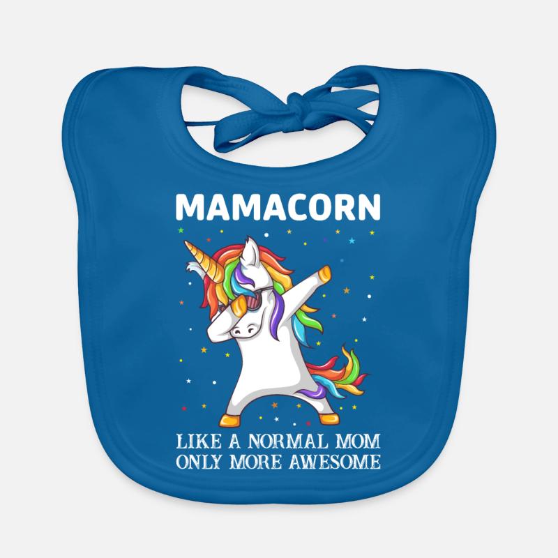 Maman licorne - Bavoir bio Bébé - bleu paon