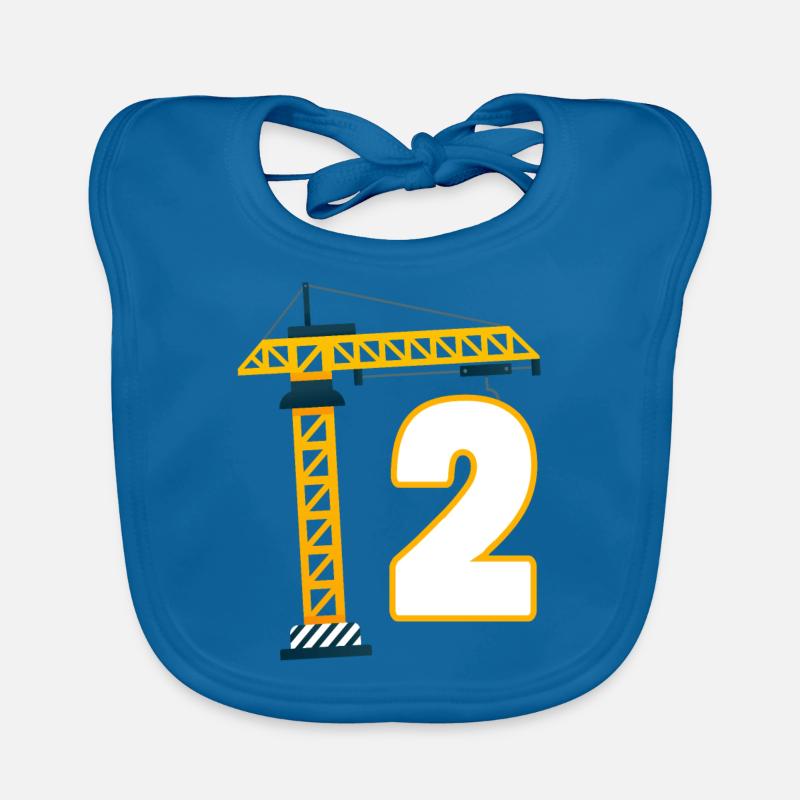 2nd Birthday Crane Excavator Gift Boys 2 Years Organic Baby Bibs