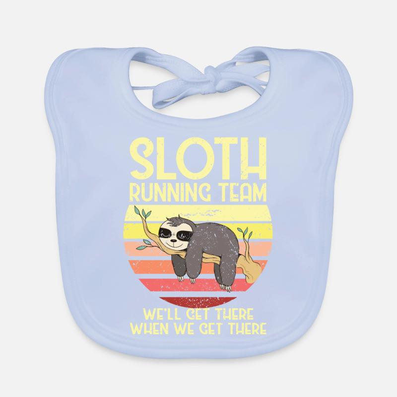Sloth Running Team Runner Sloth Tired Running Organic Baby Bibs