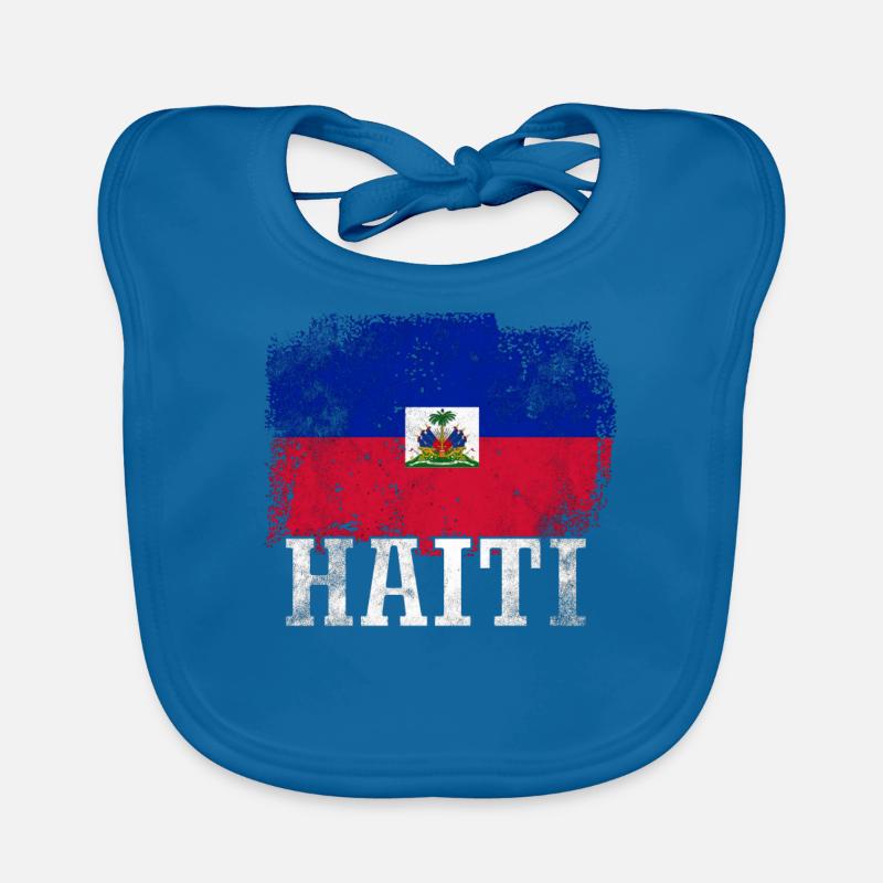 Vacances Vacances Haïti drapeau Bavoir bio Bébé