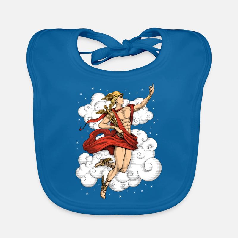 Dieu grec Hermès - Bavoir bio Bébé - bleu paon