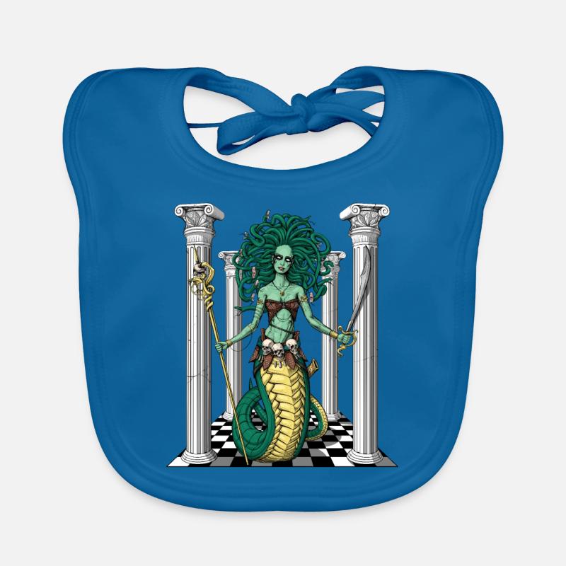 Déesse gorgone méduse - Bavoir bio Bébé - bleu paon