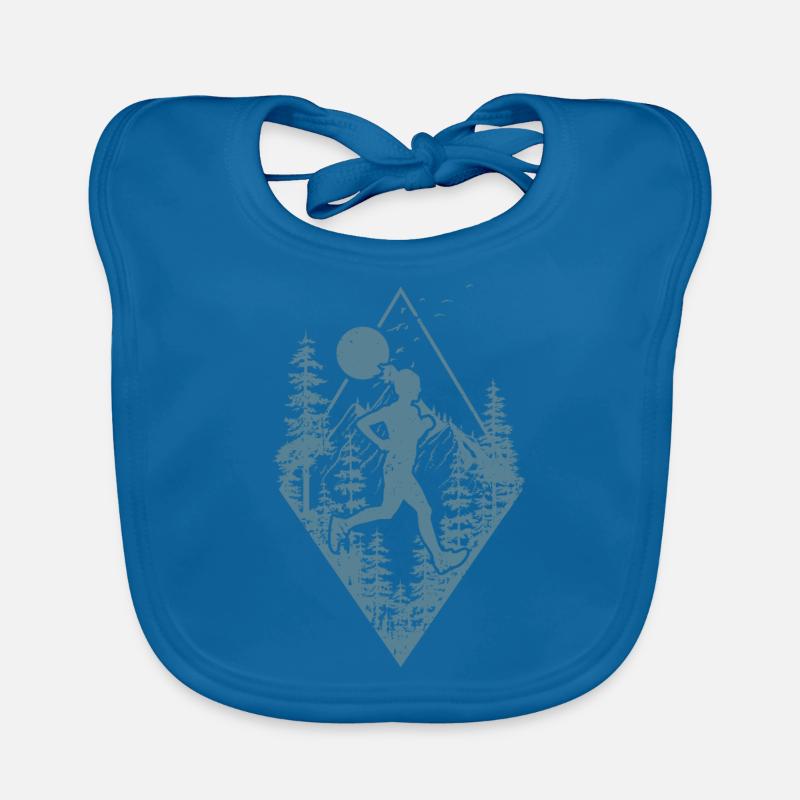 Trail dans la forêt - Bavoir bio Bébé - bleu paon