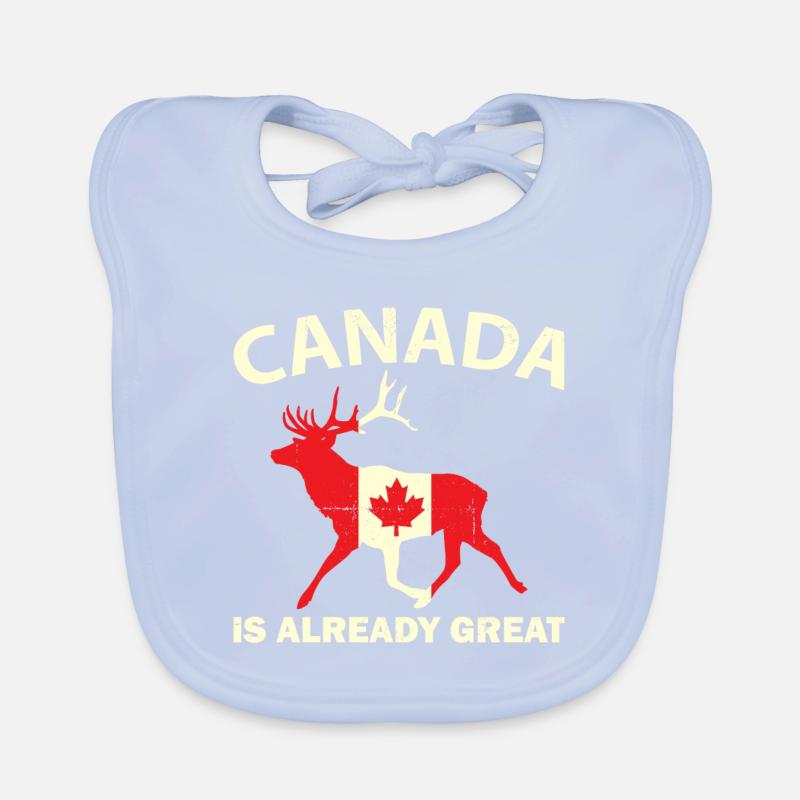 DEER WITH CANADA FLAG CANADA IS ALREADY GREAT Organic Baby Bibs