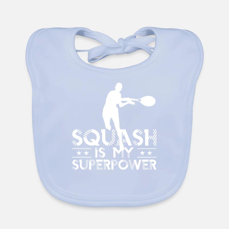 Squash Is My Superpower Team Squash Player Organic Baby Bibs