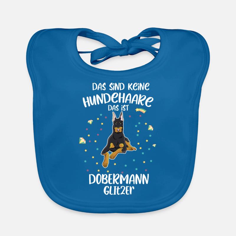 Das sind Hundehaare Dobermann Glitzer Dobi Hund - Baby Bio-Lätzchen - Pfauenblau