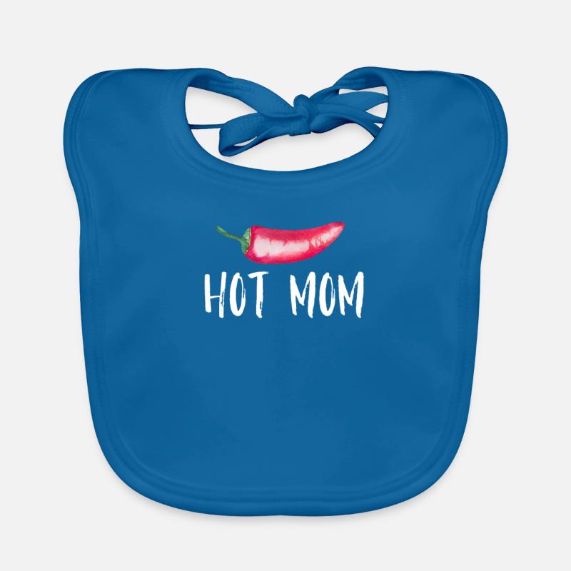 Hot Mom Chilli Saying for Dads Organic Baby Bibs