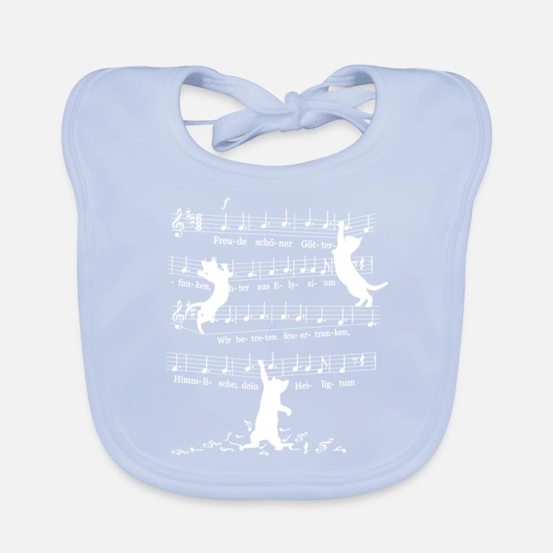 Cheeky Kitten Cats Beethoven 9th Symphony Notes Organic Baby Bibs