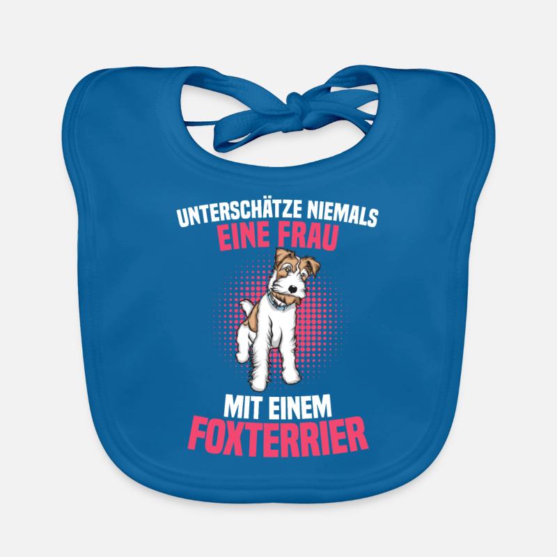 Foxterrier Drahthaar | Foxterrier - Baby Bio-Lätzchen - Pfauenblau