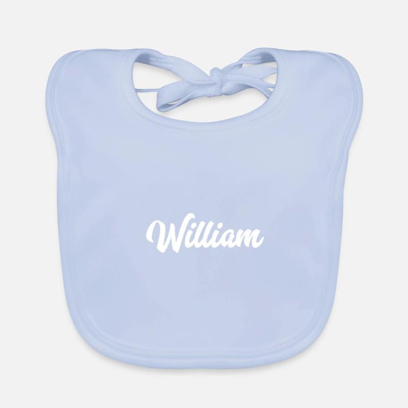 William Custom Text Birthday Name Organic Baby Bibs