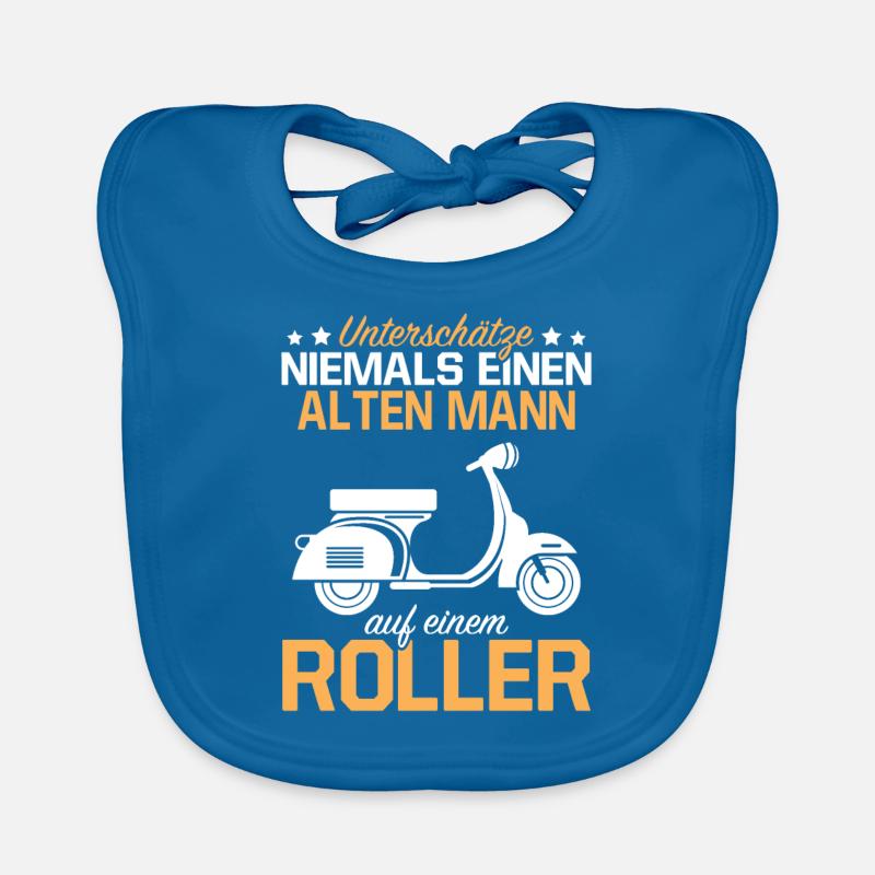 Unterschätze Niemals Einen Alten Mann Roller - Baby Bio-Lätzchen - Pfauenblau