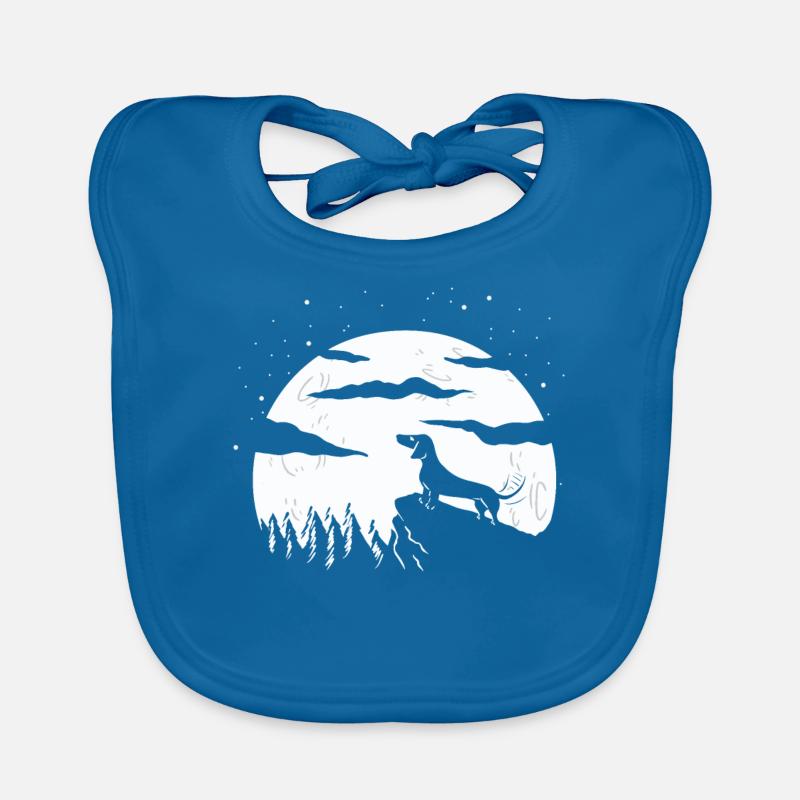 Dachshund Magic Night Full Moon Starry Sky Organic Baby Bibs