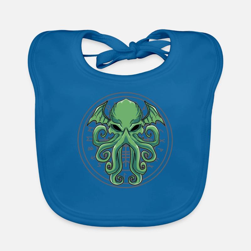 Cthulhu Myth Old Artstyle Poison - Bavoir bio Bébé - bleu paon