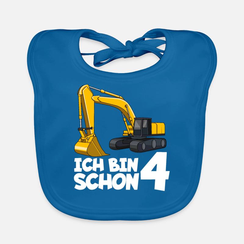 Ich bin schon 4 Bagger Kindergeburtstag Baby Bio-Lätzchen