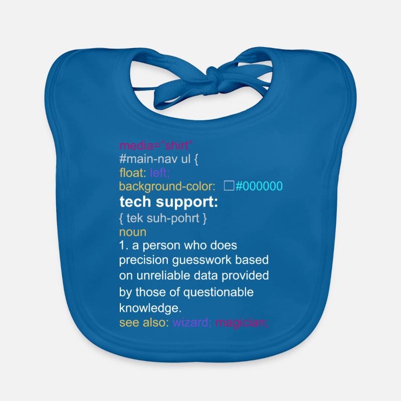 Tech support html coding gift coder - Bavoir bio Bébé - bleu paon
