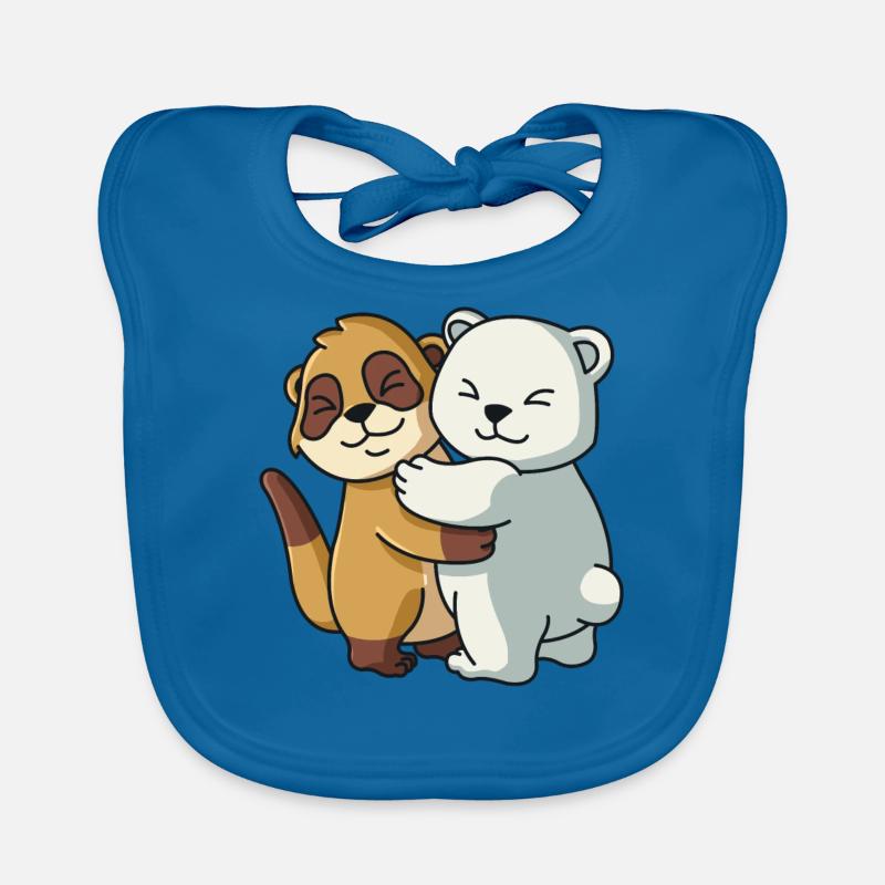 Meerkat and Icebear Hug Cuddle Animals Organic Baby Bibs