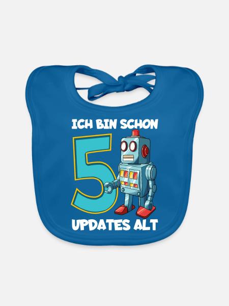 5 Jahre Roboter Jungen 5. Geburtstag - Baby Bio-Lätzchen - Pfauenblau