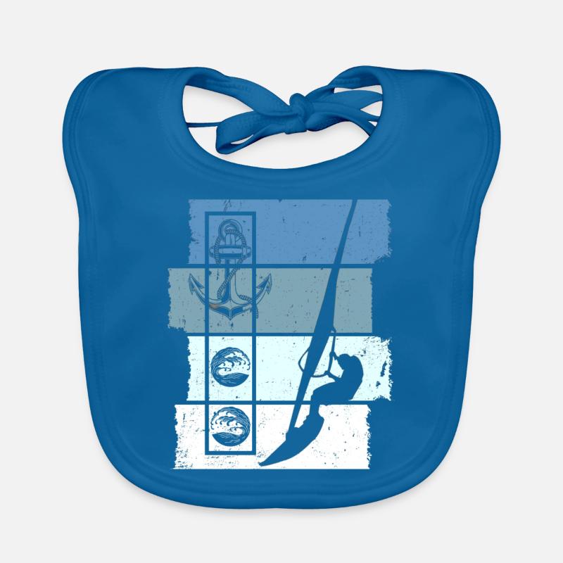Windsurfen Retro - Baby Bio-Lätzchen - Pfauenblau