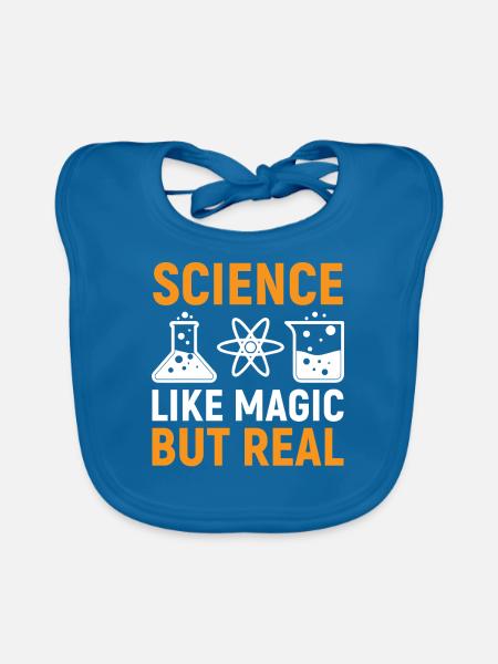 La science comme par magie mais réelle - Bavoir bio Bébé - bleu paon - Devant