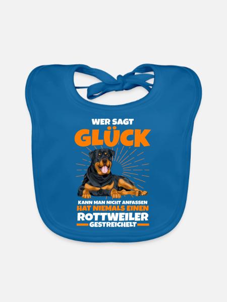 Rottweiler Züchter Hunde Rottweiler - Baby Bio-Lätzchen - Pfauenblau