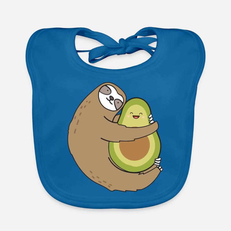 Sloth Hugging Avocado Vegan Baby Bio-Lätzchen