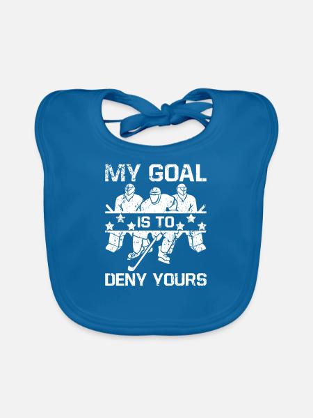 My Goal Is To Deny Yours Eishockey Torwart Tormann - Baby Bio-Lätzchen - Pfauenblau - Vorne